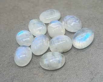 Natural Rainbow Moonstone Oval Shape Cabochons Gemstone. Sizes- 5x7 mm Blue Flashy Moonstone Cabochon Gemstone, Use For Jewelry Making Stone