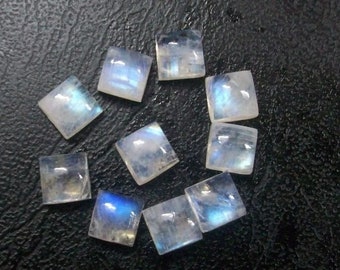 AAA White Rainbow Moonstone 12mm Square Cabochon Stone | Natural Blue Flash Semi Precious Rare Gemstone Cabochon Loose Moonstone Cabs Stone