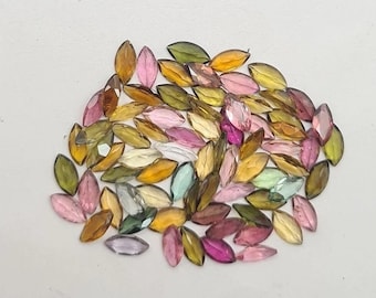 21 Pcs 4X8 MM Marquise Cut Tourmaline ~ AAA Tourmaline Faceted ~10 Carat Marquise Cut Tourmaline Loose Stone, Multi Color Tourmaline Loose.