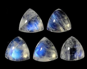 6MM Natural Trillion Moonstone Cabochon CALIBRATED, Rainbow Moonstone Loose Stone Cab, Semi Precious Gemstone Lot,Trillion shape flat back