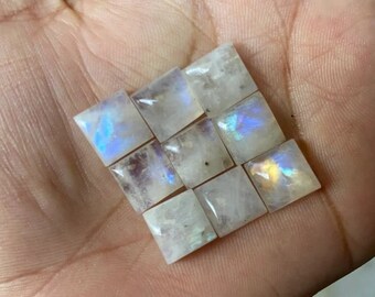 Natural Rainbow Moonstone 7mm Square Shape Calibrated size Gemstone ,Square Shape loose Cabochons, loose flat back cabochon Top Gemstone,