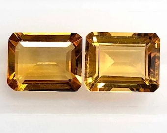 Natural Citrine Octagon Cut Pair Shape Gemstone Faceted Cut Pair - Stone Pair Loose Jemstone, yellow citrine Cut 6x8mm,7x9mm, 8x10mm, 9x11mm