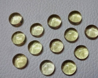 Natural Lemon Quartz Round Shape Cabochon, Quartz Loose Gemstone For Jewelry Making, Yellow Color Lemon Quartz Cab Calibrated Size 3m-15mm