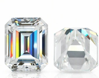 AAA White D E Color Brilliant Emerald Cut Loose Moissanite Gemstone, Pass Diamond test, 5x7mm to 10x12mm Octagon Brilliant Cut Moissanite