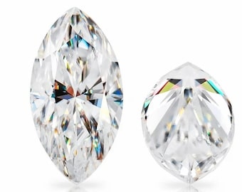 AAA White D E Color Brilliant Cut Marquise Loose Moissanite Gemstone, Pass Diamond test, 4x8mm to 7x14mm Marquise Brilliant Cut Moissanite