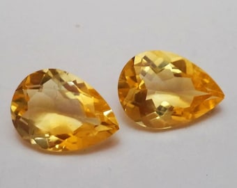 Natural Citrine Pear Cut Stone Loose Gemstone, Citrine faceted Cut loose gemstone pear cut 6x9mm,7x10mm,9x13mm,10x14mm Pair Citrine Cut Gems
