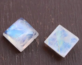 9x9mm Square Cabochon Natural Rainbow Moonstone Blue Flashy AAA Quality Loose Gemstone,Semi Precious Gemstone,Sqaure Cabochon Loose Gemstone