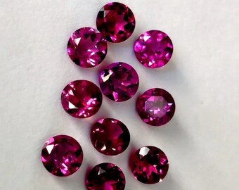 6mm Round Purple Garnet Natural Gemstones Match Pair AAA+ grade Flawless Clarity Rhodolite Garnet Matching Stones,Round shape excellent cut