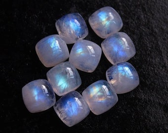 AAA+Quality 10mm Natural Cushion Moonstone Cabochon CALIBRATED Loose Gemstone Natural Moonstone Gemstone For Jewelry Making Flashy Gemstone