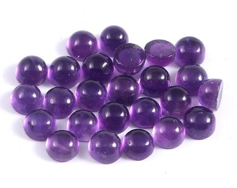 100% Purple Color Amethyst Calibrated Size 7mm Cabochon Round AA Color Top Quality Loose Gemstone Wholesale Lot, callbrated Purple Gemstone