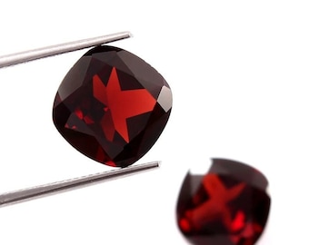 Natural Red Garnet(Mozambique) 6mm,7mm,8mm,9mm Faceted Cut Cushion Gemstone,Loose Gemstone,Lab Created Garnet Gemstone, Jewelry Making Stone