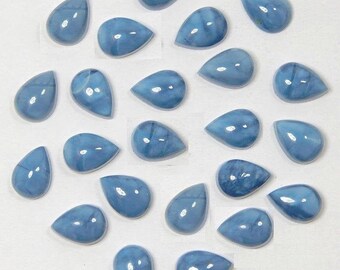 3x5mm to 12x16mm AAA Quality Natural Blue Opal Pear Cabochon Flat Back Blue Opal Cabs, Pear shape Blue Opal , Loose Gemstone, Wholesale Lot