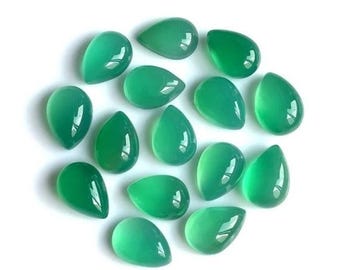Natural Green Onyx Pear shape Gemstone, Cabochon for making beautiful jewelry, Green Onyx Cabs Handmade Loose Gemstone, All Sizes Available