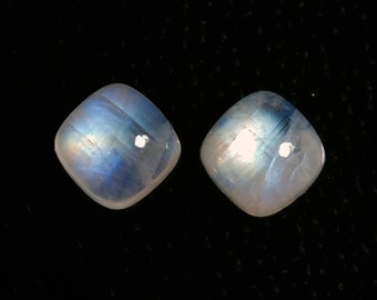 AAA White Rainbow Moonstone 12mm Cushion Cabochon Stone| Natural Blue Flash Semi Precious Rare Gemstone Beautiful Multi flashy,Cushion Shape