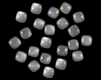 AAA Gray Moonstone Cushion Cabochon 3X3MM To 15X15MM Natural Gray Moonstone Cabochon Loose Gemstone Wholesale lot For Jewellery Making Gems