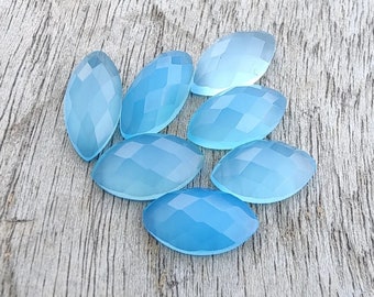 Natural Blue Chalcedony Marquise Checker Cut Gemstone, Calibrated Loose Cut Stone,Semi Precious Gemstone,Wholesale Handmade Quality Gemstone