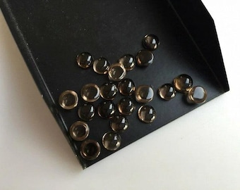 Natural Smoky Quartz Round Shape Cabochon, Quartz Loose Gemstone For Jewelry Making, Black Color Smoky Quartz Cab Calibrated Size 3m-15mm
