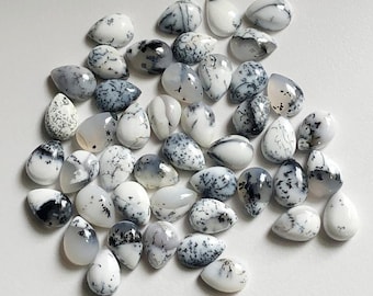 3x5mm to 12x16mm AAA Quality Natural Dendrite Opal Pear Cabochon Flat Back Dendrite Opal Cabs, Pear shape Dendrite Opal , Loose Gemstone