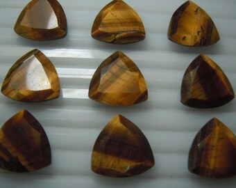 Natural Tiger's Eye Trillion Cut Shape 3mm 4mm 5mm, 6mm, 7mm, 8mm 9mm 10mm 11mm 15mm Calibrated Natural Wholesale Lot Loose Faceted Gemstone
