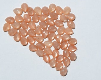 Pear shape Peach Moonstone, Teardrop Natural Peach Moonstone Rose Cut, Back Flat Gemstones,Size 5x7mm To 12x16MM,Wholesale lot for jewellery