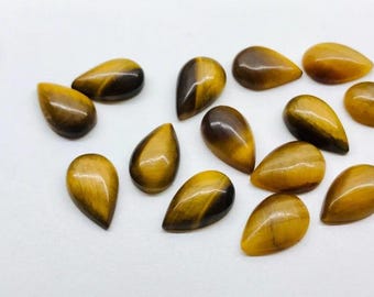 3x5mm to 12x16mm AAA Quality Natural Tiger's eye Pear Cabochon Flat Back Tiger's eye Cabs,Pear shape Tiger eye, Loose Gemstone,Wholesale Lot