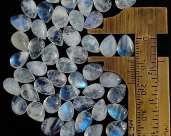 Natural Moonstone Cabochon Wholesale Lot,Moonstone Pear Shape Gemstone,Amazing Quality Moonstone Loose Gemstone Size 10X14mm For Jewelry Use