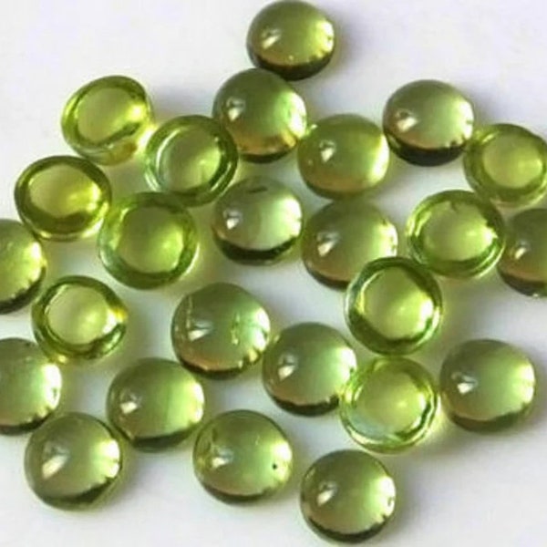 Natural Peridot Round Shape Cabochons Size 3mm - 10mm Peridot Flat back Loose Gemstones,Fantastic Quality Peridot Gemstones, Peridot Round