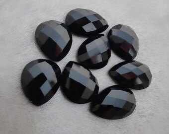Natural Black Onyx Pear shape Gemstone, Checker Cut for making beautiful jewelry, Black Onyx Cut Handmade Loose Gemstone,All Sizes Available