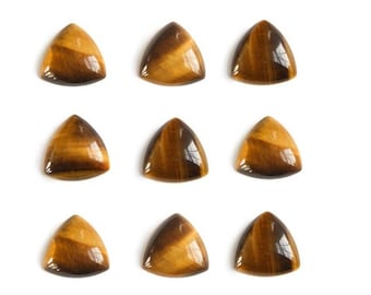 Natural Tiger Eye Trillion Shape Flat Back 3mm 4mm 5mm, 6mm, 7mm,8mm 9mm 10mm 11mm 15mm Calibrated Natural Wholesale Loose Gemstone Cabochon