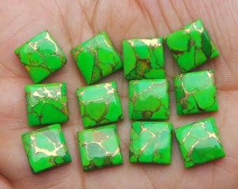 Square Natural Green Copper Turquoise, Amazing Green Copper Turquoise Cabochon, Calibrated Gemtsone,Loose Jewelry Gemstone Size 3mm -15mm