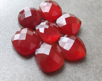 Natural Red Onyx Cushion Shape Checker Cut Calibrated Wholesale Gemstones, All Sizes Available Gemstone For Jewelry Making, 5mm to 20mm Gems