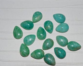 Top Grade Natural Amazonite Pear Shape Cabochon Flat Back Calibrated Teardrop Shape Wholesale Gemstones, All Sizes Semi Precious Gemstone