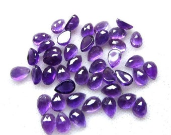 100% Natural Purple Amethyst Rose Cut Pear Shape 5x7mm to 12x16mm Amethyst Gemstone for Jewelry Making,Pear Calibrated Size Loose Gemstone