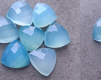 Natural Blue Chalcedony Checker Cut Calibrated Trillion Semi Precious Loose Gemstone,Wholesale Good Quality Gemstone,jewelry making Gemstone