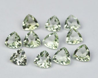 100% Natural Green Amethyst Trillion Faceted Cut Size 3X3MM To 15X15MM AAA Green Amethyst Trillion Cut Calibrated Size Loose GemstoneQuality