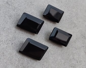 Black Onyx Rectangle shape Gemstone, Faceted Cut for making beautiful jewelry, Natural Black Onyx Handmade Loose Gemstone, Quality gemstone