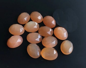 Natural Peach Moonstone, Peach Moonstone Oval Rose Cut , Moonstone Back Flat Gemstones, Sizes 5x7MM To 12x16MM Gemstone, lot for jewellery