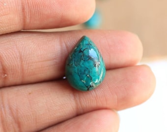 Natural Tibetan Turquoise Pear Shape Cabochon 3X5MM To 12X16MM Tibetan Turquoise Pear Cabochon Flat back Calibrated Size Loose Gemstone