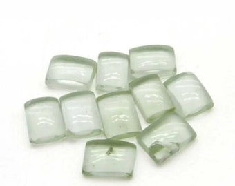 Natural Green Amethyst Octagon Cabochon 3X5MM To 12X16MM, Flat Back Loose Gemstone, for jewellery Making Gemstone, Calibrated Size Gemstone
