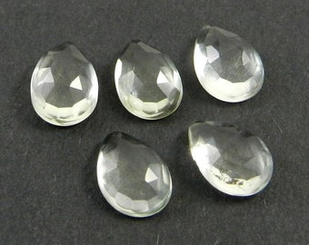 Natural Green Amethyst Rose Cut Pear Shape 5x7mm -12x16mm Smooth Amethyst Gemstone for Jewelry Making, Pear Calibrated Size Loose Gemstone