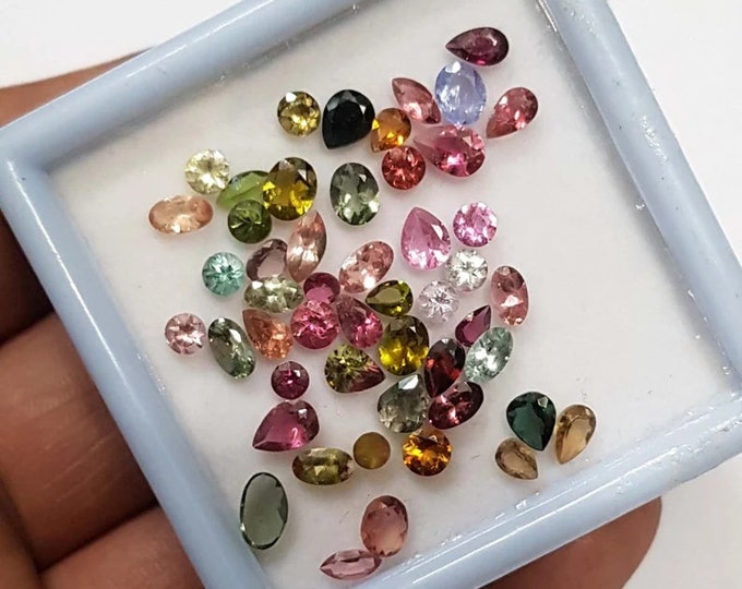 Featured listing image: 30 Pieces Natural All Color Parcel Multi Tourmaline Cut Stone Calibrated Mix Shape 30 Pieces Lot Loose Gemstones~Tourmaline Loose Stone Lots