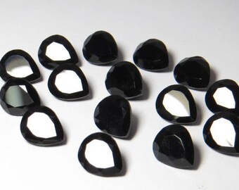 Natural Black Spinel Pear Faceted Cut Calibrated Size Loose Gemstone 3x5,4x6,5x7,6x9,7x10,8x12,9x13,10x14,12x16MM Calibrated rings Gemstone