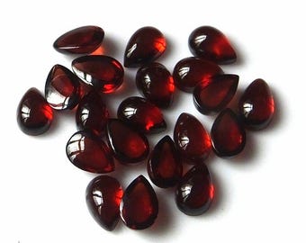 Top Grade Natural Red Garnet Pear Shape Cabochon Flat Back Calibrated Teardrop Shape Wholesale Gemstones, All Sizes Semi Precious Gemstone