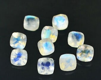 Rainbow Moonstone Cushion Faceted Cut Natural 3X3MM To 15X15MM Rainbow Moonstone Cushion Cut Faceted Blue flashy loose gemstone Wholesale