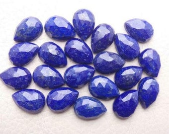 AAA Natural Pear Shape Lapis Lazuli, Rose Cut Loose Gemstone, Calibrated Size Available 5x7 MM to 12x16 MM, Jewelry Making Cut Gemstone