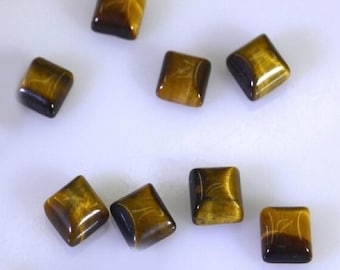 Natural Tiger Eye Square Shape Cabochon Flat Back Calibrated Wholesale Gemstones, All Sizes Available Gemstone For Jewelry Making,5m to 20mm