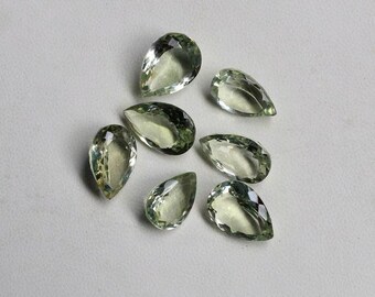 Natural Green Amethyst Pear shape Gemstone,Faceted Cut for making jewelry Gemstone,Amethyst Handmade Loose Gemstone,All Sizes Available Gems