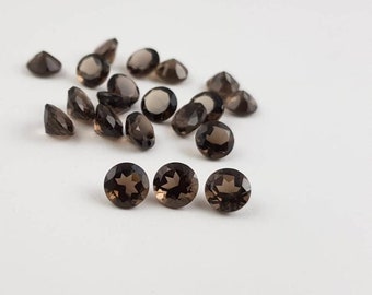 Natural Smoky Quartz Round Shape Faceted Cut, Quartz Loose Gemstone For Jewelry Making, Black Color Smoky Quartz Calibrated Size 3m-15mm