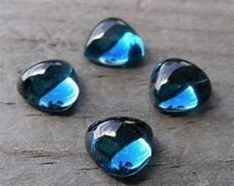 AAA+ London Blue Topaz 3mm-10mm Loose Trillion Flat Back Smooth Cabochon | Genuine Fine London Blue Topaz Precious Gemstone Loose Cabs Lot