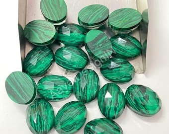 Natural Malachite Oval Rose Cut, Flatback Malachite, Calibrated Size Loose Gemstone, Size Available 5x7 MM to 12x16 MM, jewelry Making Stone